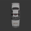 White Police Car With Red Blue Emergency Lights Stripes And POLICE Lettering