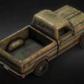 Rusty Vintage Green Truck With Weathered Paint And Open Bed Design