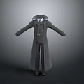 Stylish Formal Outfit With Long Gray Coat Belted Waist And Tailored Pants
