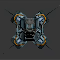 Futuristic Winged Sci-Fi Spaceship 3D Model With Blue Gray Design And Mechanical Details
