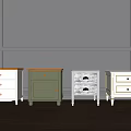 Classic And Modern Bedside Tables In White Green With Wooden Top Designs And Storage Drawers