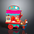 Colorful Ice Cream Cart With Pink Canopy Ice Cream Logo Orange Scoops And Cones