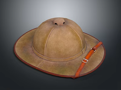 Brown Wide Brimmed Hat with Leather Strap for Outdoor Use as Daily Living Product 3d model