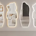 Unique Shaped Decorative Mirrors With LED Lights For Modern Home Interior 3d model