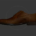 Brown Leather Formal Shoes With Woven Texture And Lace Up Design