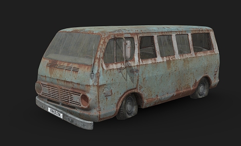 Chevrolet sports van dilapidated car 3d model