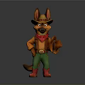 Cartoon Dog Character Wearing Cowboy Hat Red Bandana Green Pants And Red Boots