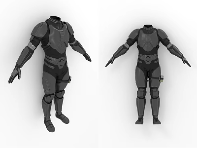 Futuristic Sci Fi Battle Suit With Full Body Armor And Two Display Views 3d model