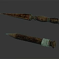 Handcrafted Wooden Spiked Weapon With Carved Handle And Wrapped Rope