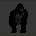 Realistic Gorilla With Black Fur And Detailed Texture In Standing Pose