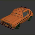 Orange Vintage Car With Roof Rack And Side Stripes Classic Design