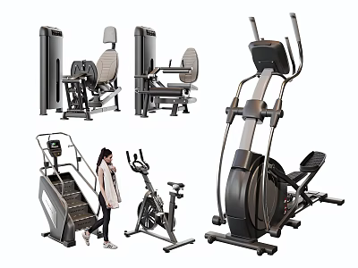 Modern Fitness Equipment With Elliptical Trainer Exercise Bike And Stair Climber For Home Workout 3d model