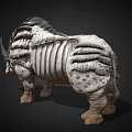 Detailed 3D Rhinoceros Model With Sharp Horns Layered Armored Skin And Gray Black Texture