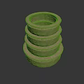 Layered Wooden Sculpture Carving With Stacked Circular Rings Design Details