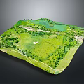 Natural Landscape Aerial View With Green Grassland Trees And Water Area
