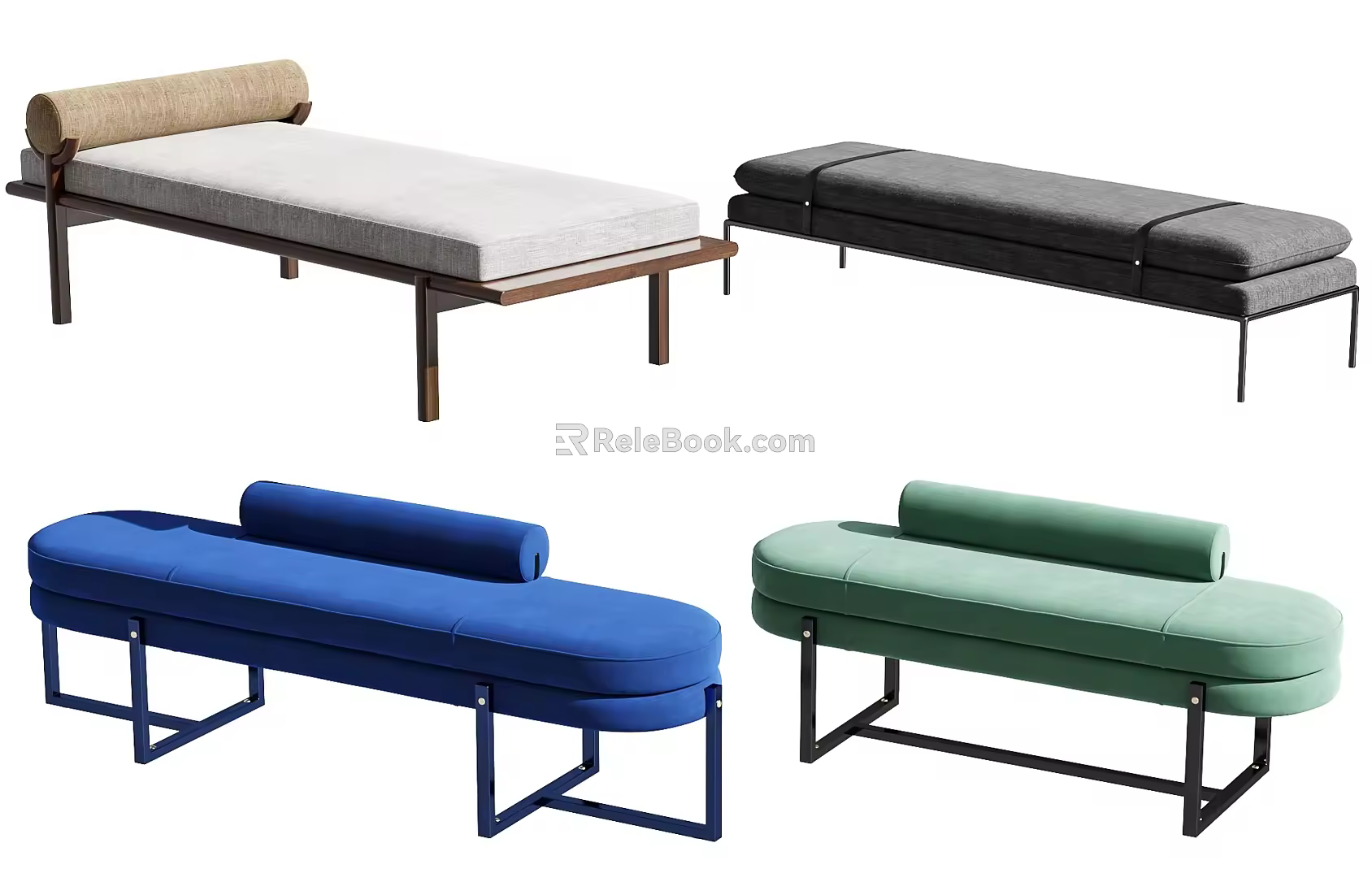 Modern bed end stool 3d model