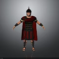3D Render Of Roman Legionary In Traditional Armor With Red Cape And Plumed Helmet
