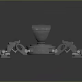 Robot Character Interacting With Metallic Creature Machinery Claw Arms And Hammer Head