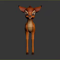 Adorable Red Fawn Character With White Spots Standing On Gray Background