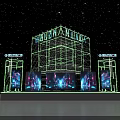 Wander Peak Stage with Green Laser Beams Starry Sky Background and Multiple Screens