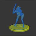 Swinging Female Baseball Character Wearing Cap Holding Bat On Red Base With White Markings