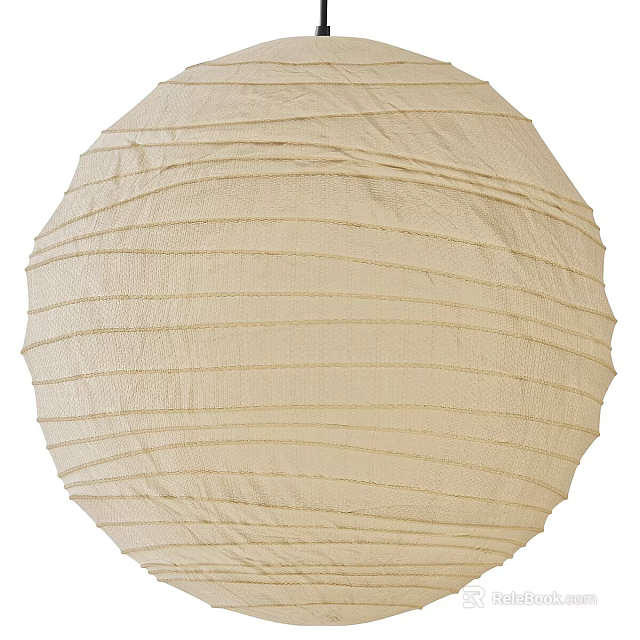 Cream Colored Pleated Paper Lantern Round Chandelier for Home Decor Lighting 3d model 