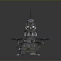 Futuristic Metallic Tower Structure Featuring Multiple Platforms Spires And Sci Fi Design