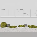Mini Garden Decor With Green Moss Stones On Speckled Countertop And Geometric Wall Panel