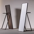 Modern Full Length Floor Mirrors with Black Metal Stand and Wooden Back Panel