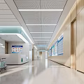 Modern Hospital Nurse Station Interior Featuring Electronic Display And Waiting Chairs
