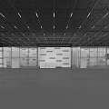 Public Office Space With Multiple Glass Partitioned Cubicles And Office Desks Chairs