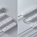 White Power Strips With Multiple Sockets And Switches For Daily Use 3d model