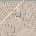 Light Gray Wooden Flooring With Herringbone Pattern And Metallic Sphere Decorative Design