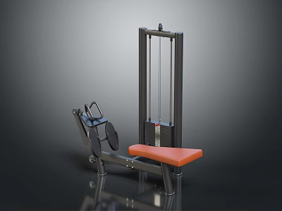 Professional Fitness Leg Exercise Machine With Orange Seat And Vertical Frame Structure 3d model