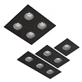 Modern Black Recessed Downlights And Spotlights With Multiple Heads For Indoor Lighting