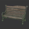 Outdoor Slatted Wooden Bench With Metal Armrests And Simple Design For Garden Seating