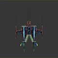 Vibrant Futuristic Spacecraft with Colorful Wings and Neon Accents for Interstellar Aerospace Missions
