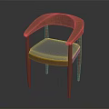 Stylish Leisure Chair With Wooden Frame Curved Armrests And Blue Padded Seat