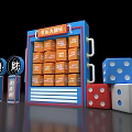 Interactive Zone With Lucky Flip Game And Colorful Dice For Entertainment 3d model