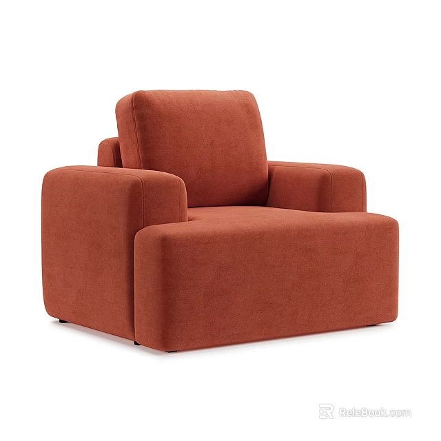 Modern Orange Fabric Single Sofa With Comfortable Armrests And Backrest 3d model