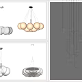 Modern Cloud And Leaf Shaped Chandeliers With Soft Lighting For Interior Decor 3d model