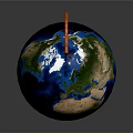 Geographical Globe Earth Model With Orange Base And Detailed Continents Surface