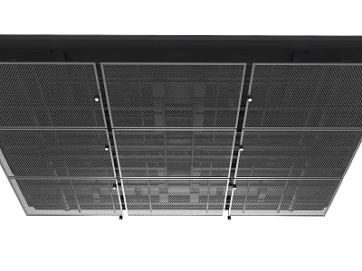 Modular Metal Ceiling System With Grid Design And Perforated Panels For Commercial Spaces 3d model