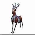 Mythical Deer With Blue Antlers Brown And White Fur And Blue Saddle On Back