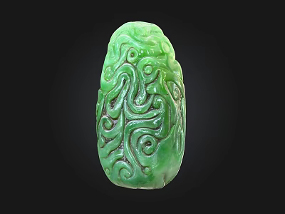 Green Jade Jewelry With Intricate Carved Dragon Pattern Traditional Design 3d model