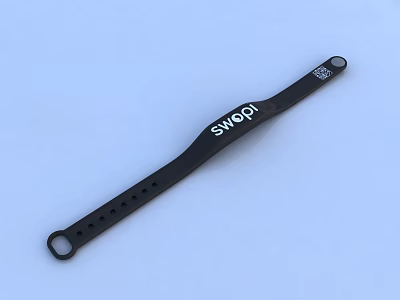 Watch With Black Swodi Strap Featuring Multiple Holes And Logo Design 3d model
