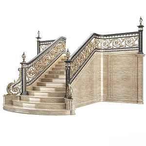 European Classical Stairs Retro Stairs Marble Stairs Metal Stairs Classical Stairs 3d model