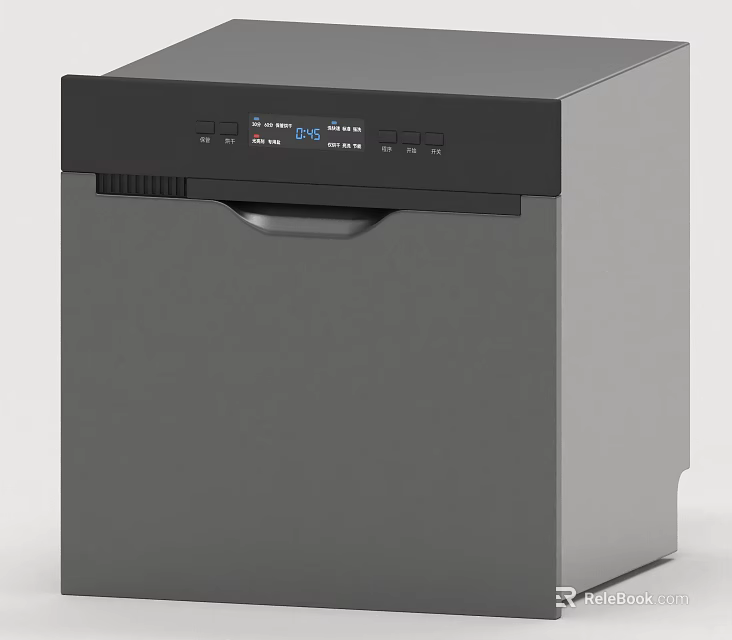 Modern Gray Dishwasher With Digital Control Panel And Efficient Cleaning Design 3d model 