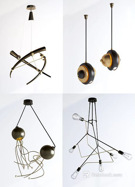 Unique Shaped Pendant Lights With Modern Creative Design For Home Interior Decor 3d model 
