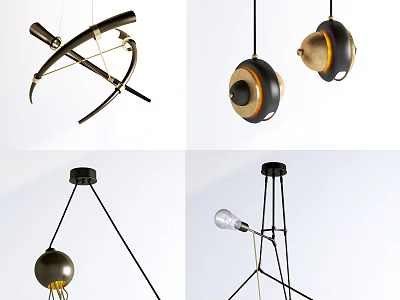 Unique Shaped Pendant Lights With Modern Creative Design For Home Interior Decor 3d model